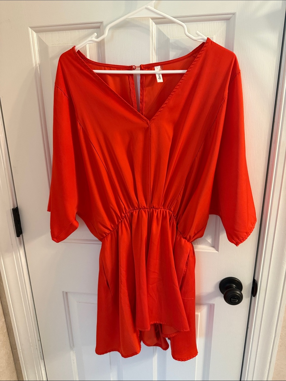 Vibrant Red V-Neck Tie-Waist Romper